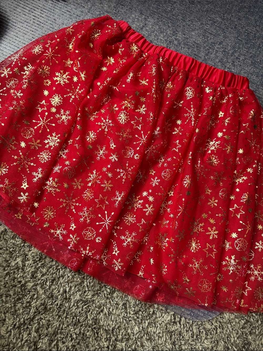 Red Holiday Skirt with Gold Accents